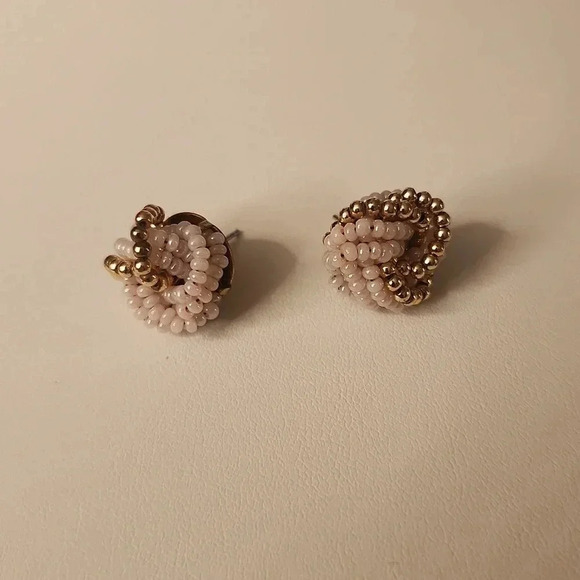 Vintage Cluster Beaded Cluster Knot Statement Stud Earrings - Picture 2 of 4